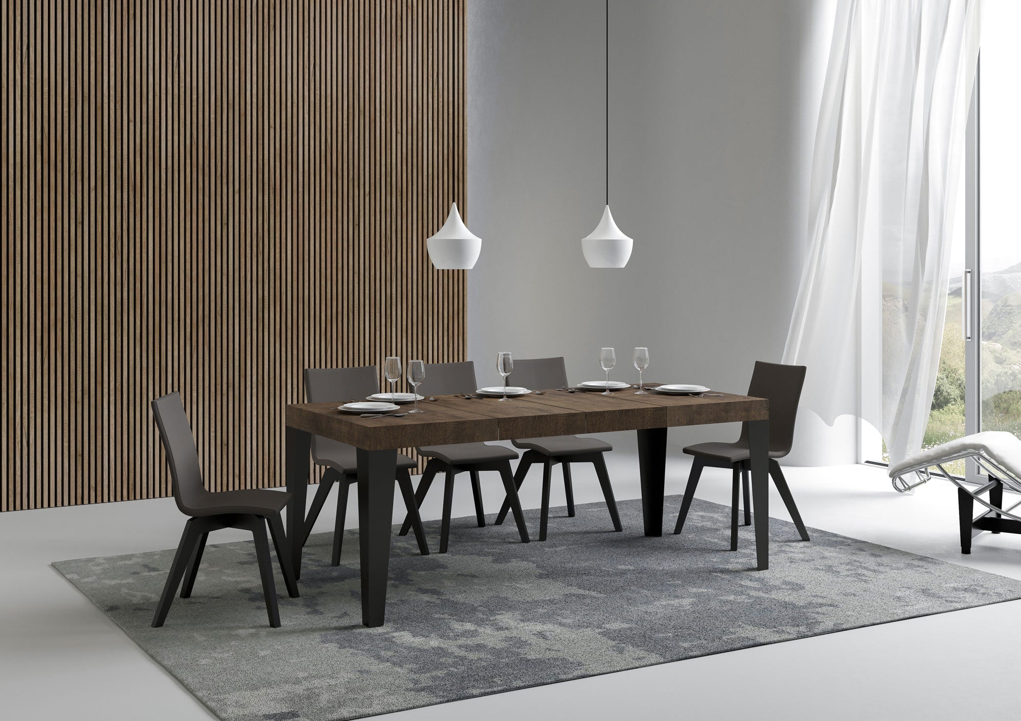 Tavolo Allungabile 140/244x90x77 cm Flame Premium Noce