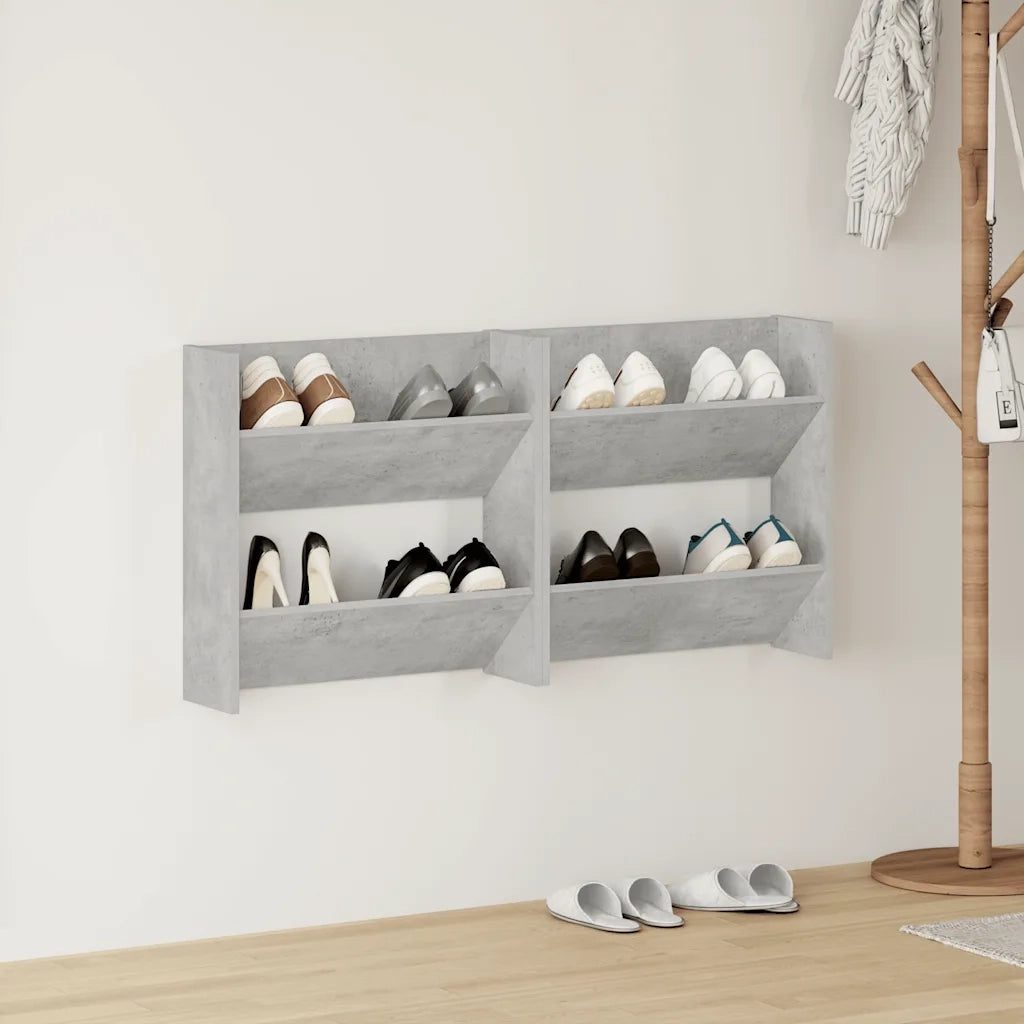 Scarpiere a Muro Grigio Cemento 2 pz 60x18x60 cm in Truciolato