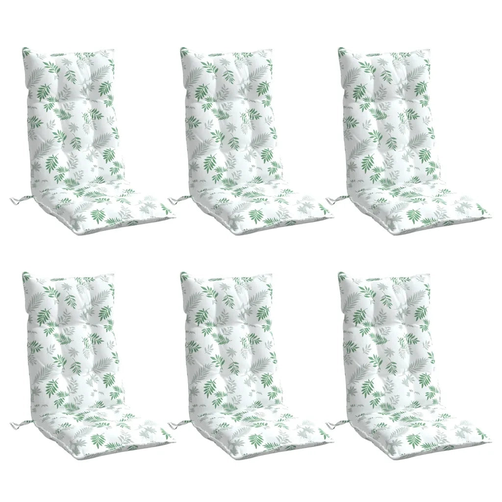 Cuscini Sedia Schienale Alto 6 pz Motivo Foglie Tessuto Oxfordcod mxl 90695