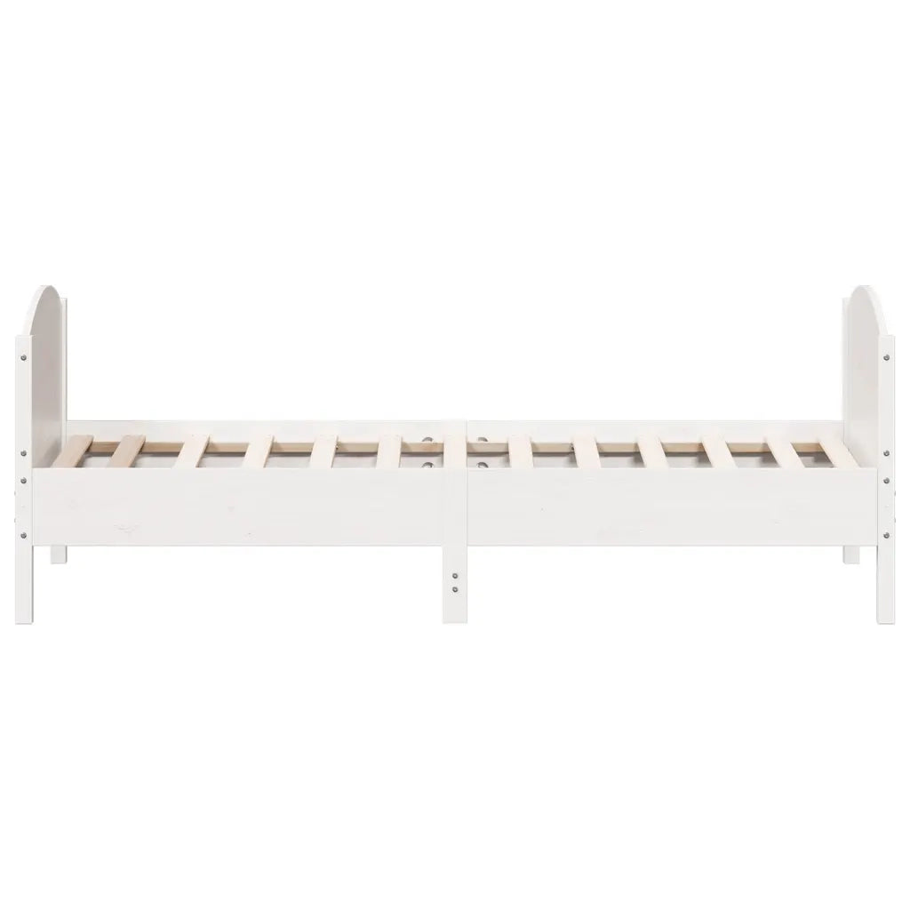 Letto senza Materasso Bianco 75x190 in Legno Massello di Pino 842575