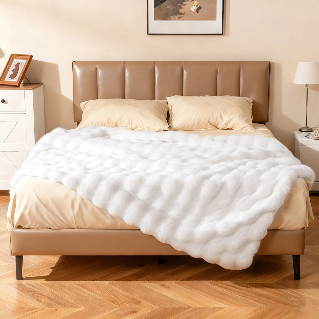 Coperta in pelliccia ecologica di lusso plaid soffice in pelliccia di coniglio poltrona, Coperta morbido spesso caldo 153 x 203 cm-Coperta