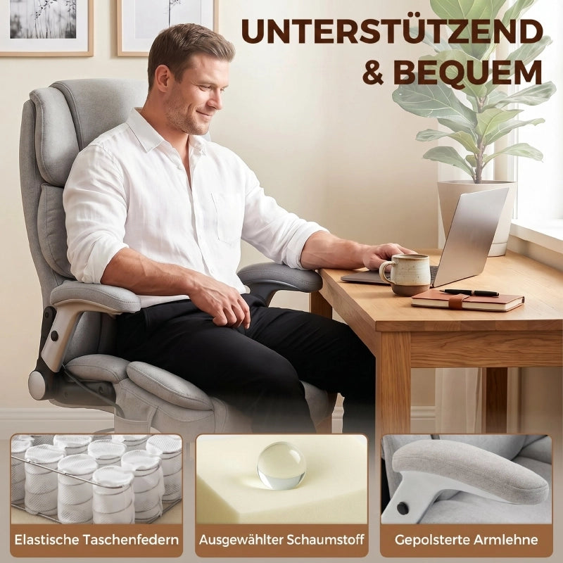 SEDIA UFFICIO con supporto lombare ad aria, grigio chiaro