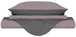 Copripiumino Singolo con Sacco e Federe Doubleface Rosa Antico/Fumo