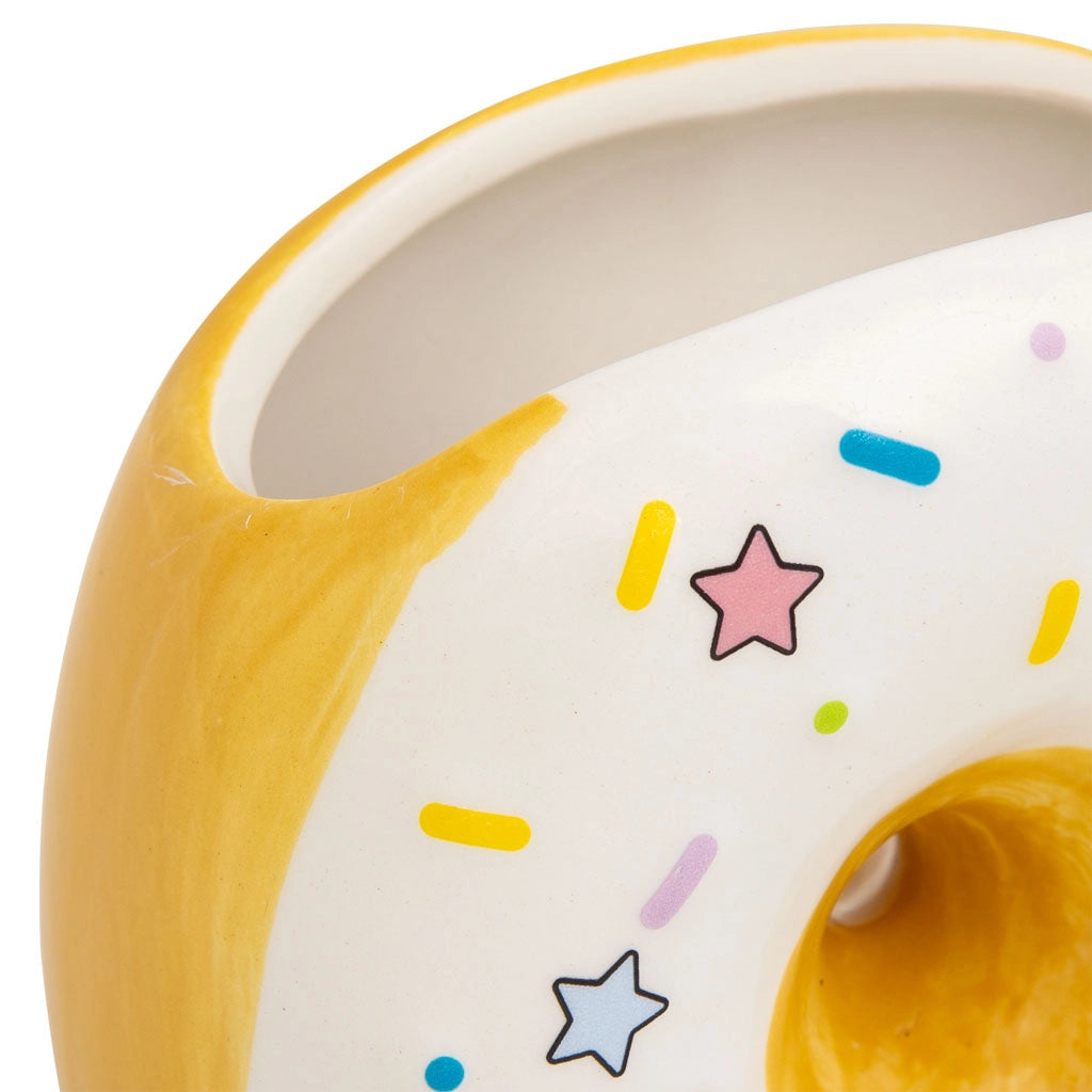 Portapenne a ciambella in ceramica bianca 11x6,5x11h