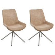 Set di 2 sedie da pranzo in finta pelle scamosciata beige con gambe incrociate, stile retrò