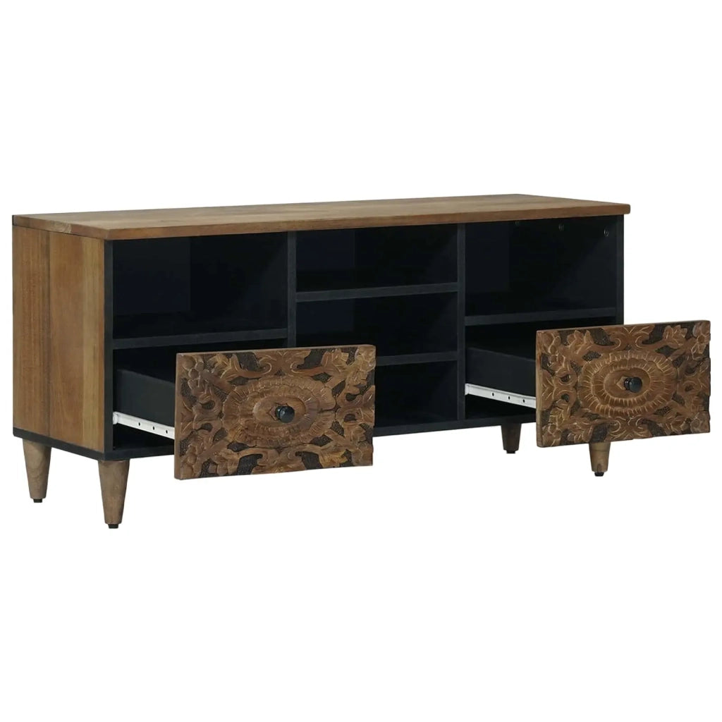 Mobile TV Marrone 100 x 33,5 x 46 cm Legno di mango massello