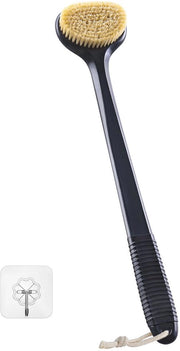 Rugborstel 43 cm, manubrio antiscivolo, spazzola secca per il corpo, spazzola da doccia con peli di cinghiale per la drenaggio linfatica, spazzola per il corpo per uomini e donne – peli di cinghiale