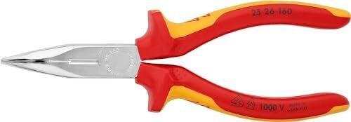 Knipex 25 26 160 Pinza Becchi Mezzotondi con Tronchese becchi piegati 40° taglienti temperati ad induzione 61 HRC 160 mm cromata