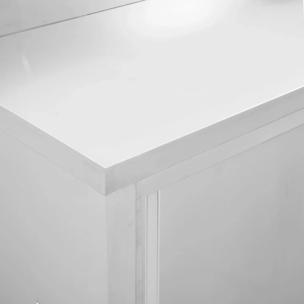 Set di 2 tavoli con ante scorrevoli 200 x 50 x (95-97) cm acciaio inox 02_0000009