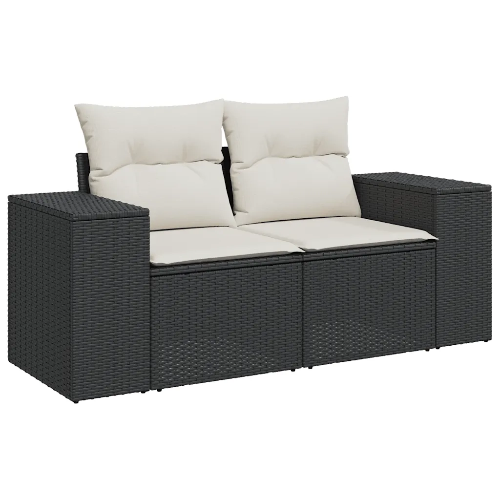 Set Divano da Giardino 6 pz con Cuscini Nero in Polyrattan 3222855