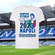 Trade Shop - Maglietta Ssc Napoli Tshirt Bianca Con Stampa Campioni D'italia 2023 Calcio -