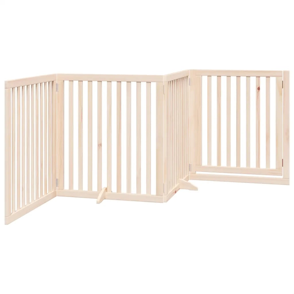 Cancello per Cani con Porta Pieghevole 4 Pannelli 320 cm Pioppo CFW1228258