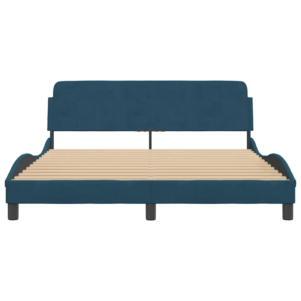 Giroletto con Testiera Dover Blu 160x200 cm in Velluto 373216