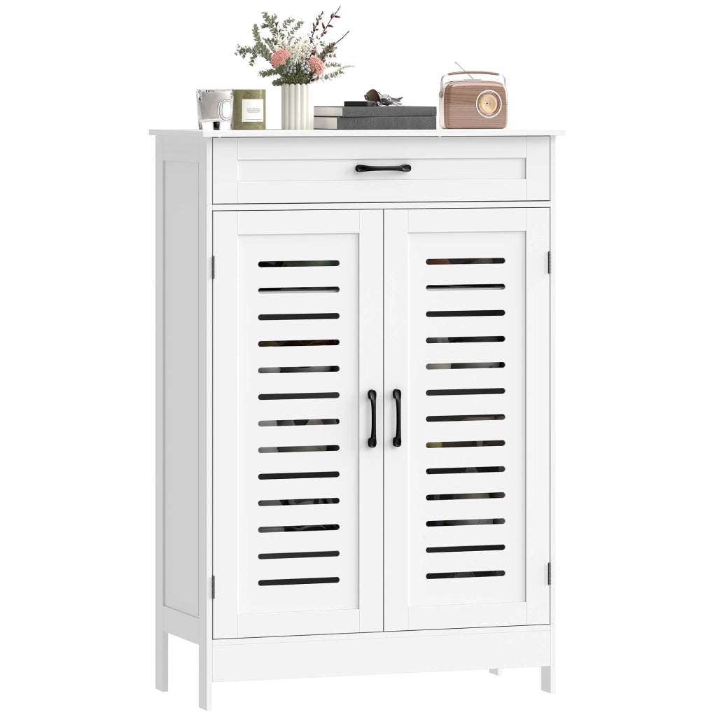 Armadio per Scarpe con Ante Griglia e Ripiani Regolabili ¨C zephmum ¨C Bianco 78x37x115,8 cm
