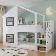 letto a castello in legno massiccio e mdf bianco grigio 90x200 cm