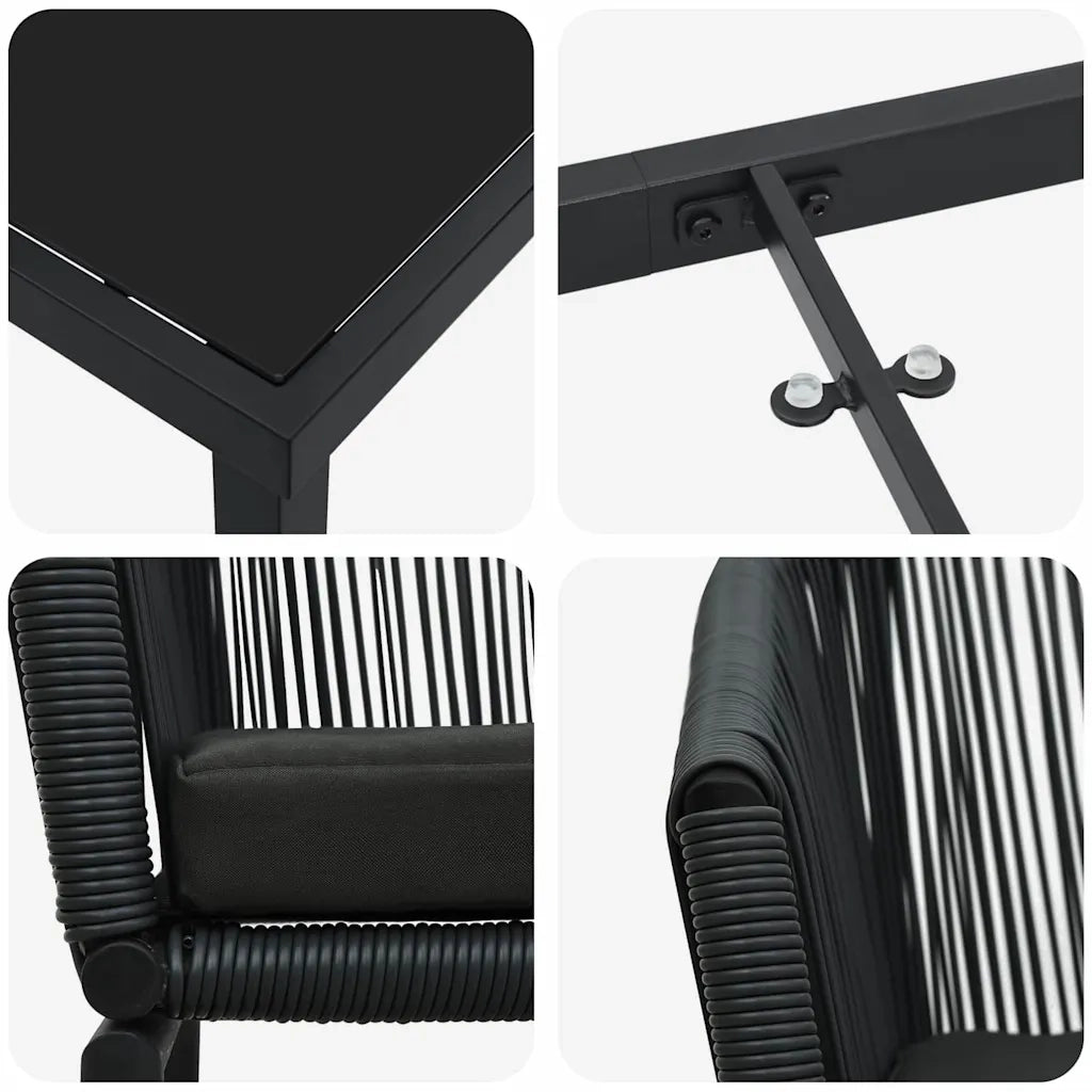 Set da Pranzo per Giardino 5 pcs Nero 3379347