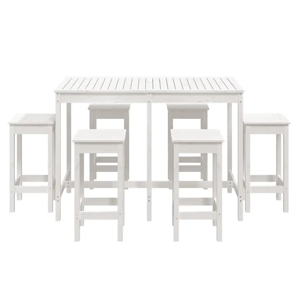 Set Bar da Giardino 7 pz Bianco in Legno Massello di Pino 3154756