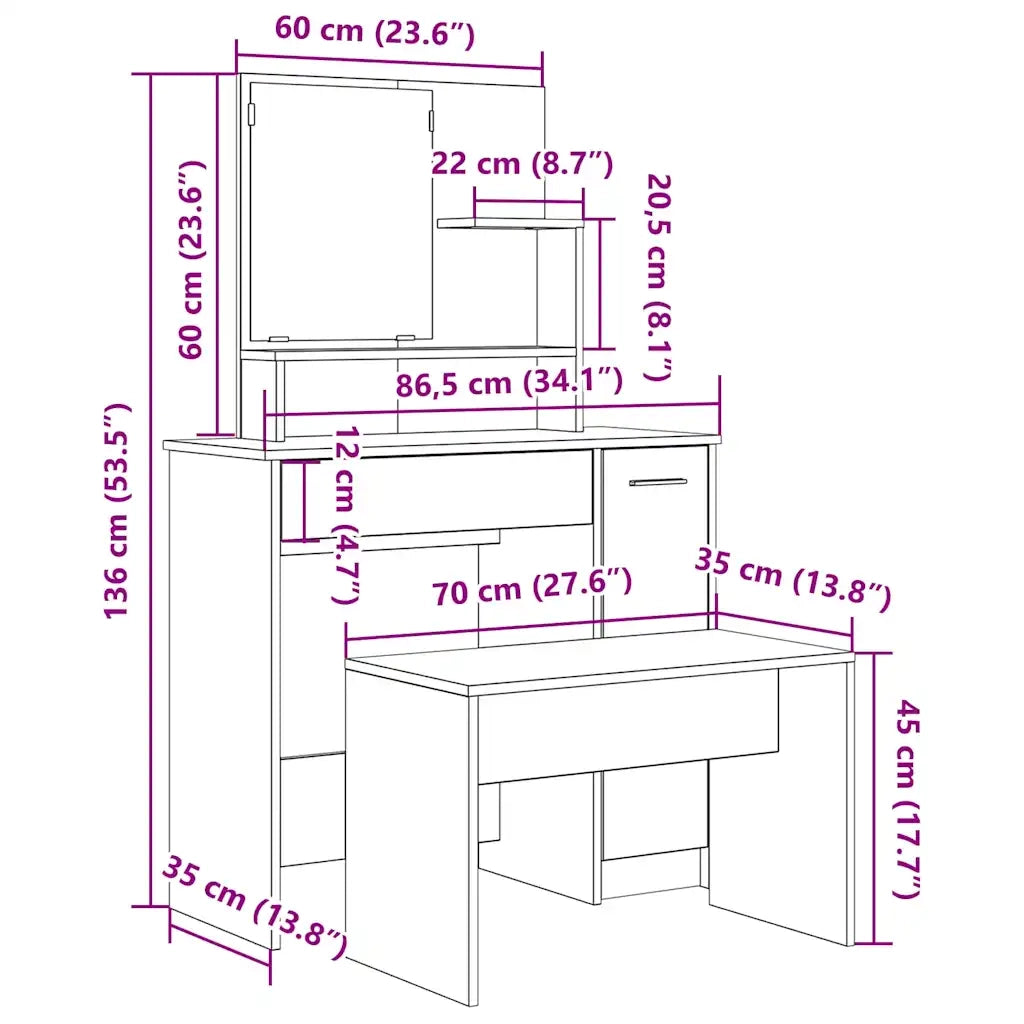 Set Toeletta Rovere Artigianale in Legno Multistrato