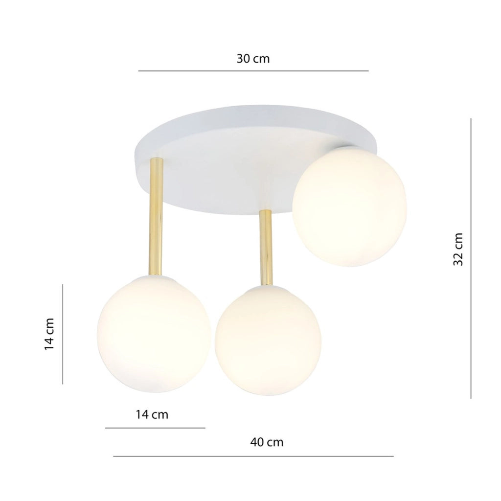 Lampada a sospensione Dolce in acciaio bianco e vetro opalino
