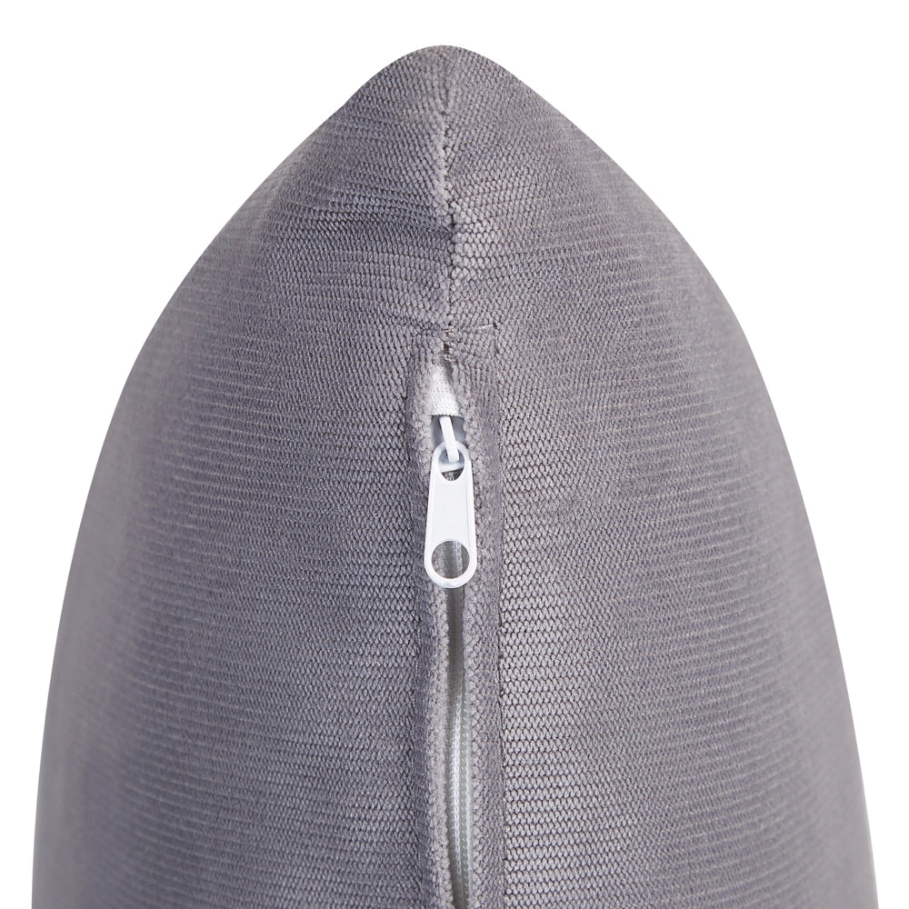 Divano angolare in tessuto di velluto a coste grigio 266 x 181 cm Cuscini Gambe cromate