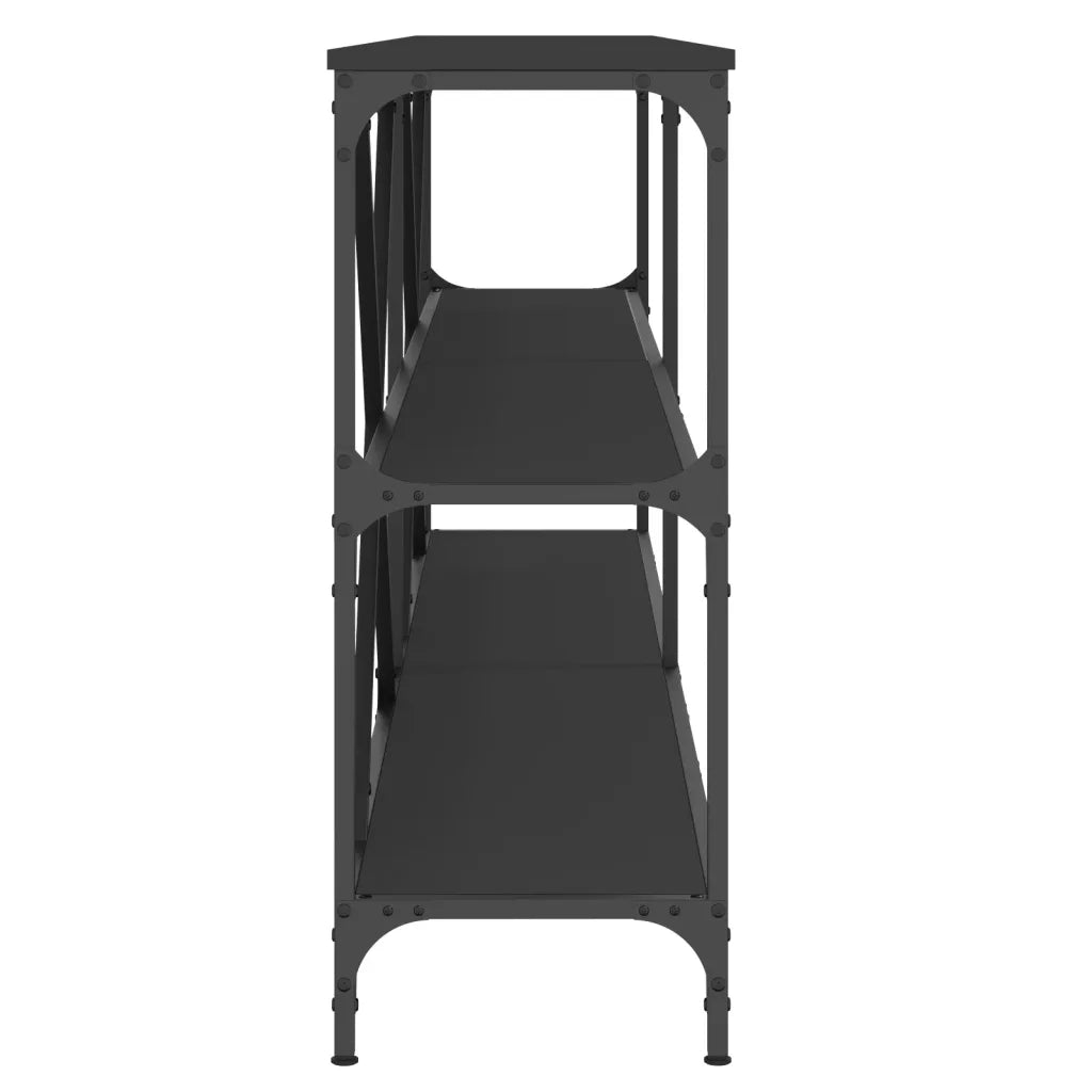 Tavolino Consolle Nero 200x30x75 cm Legno Multistrato e Ferro 832858