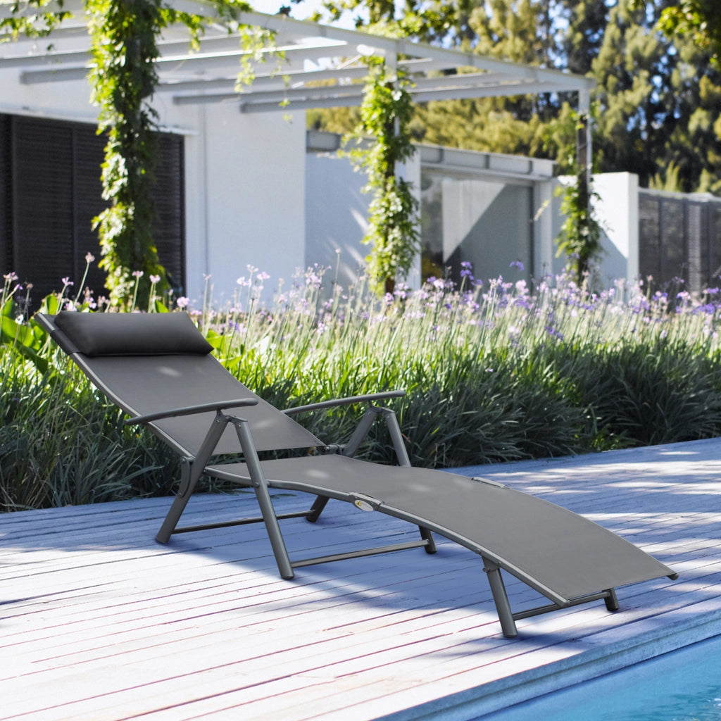 Sedia a Sdraio Pieghevole con Cuscino ¨C Zephmum ¨C Grigio 137x63.5x100.5cm