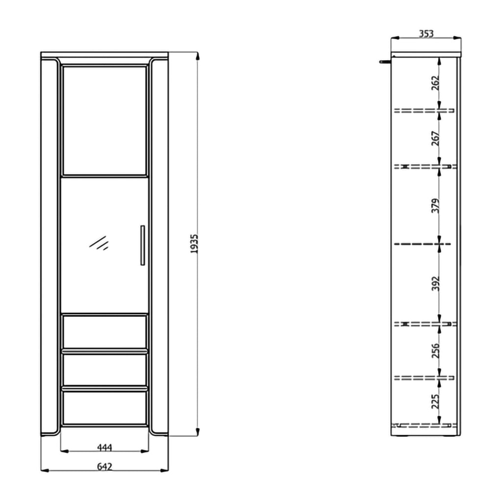 Mobile Espositore Cibiana, Vetrina 5 Ripiani, 64x35x194h cm Marrone Rovere