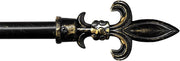 Bastone Tenda Ferro Estendibile 120-210 A Muro Asta Scorritenda Anelli Staffe Viti Nero-Oro