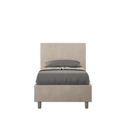 BS COM Letto singolo contenitore imbottito 80x200 microfibra sabbia