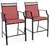 Set di 2 Sedie da Giardino, Poltrona da Bar per Patio, Sedie da Pranzo Altezza con Poggiapiedi e Braccioli, con Gambe in Metallo, Portata 180 kg, 66 x 62 x 114 cm (Rosso)