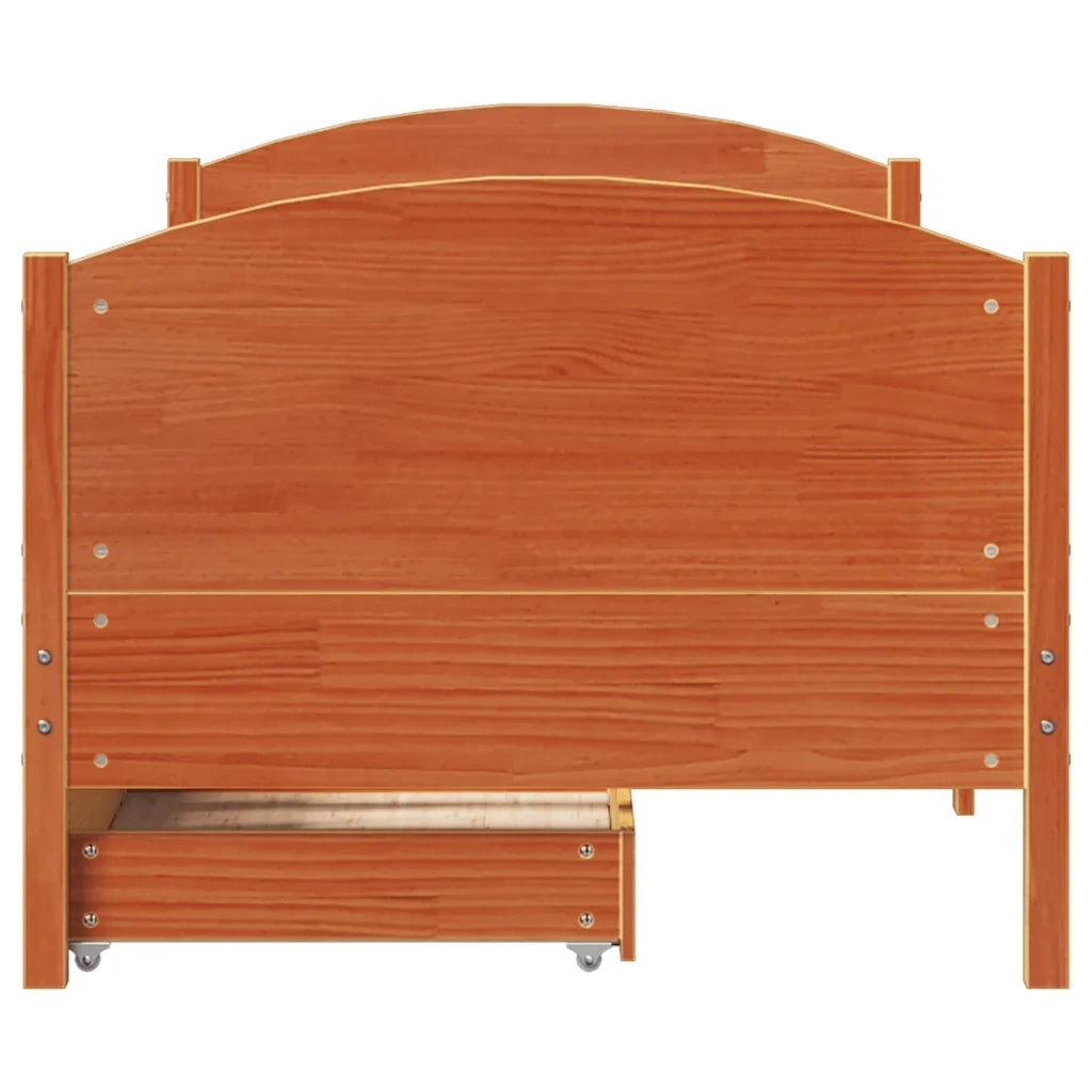 Letto senza Materasso Marrone Cera 75x190 cm in Legno di Pino 3301814