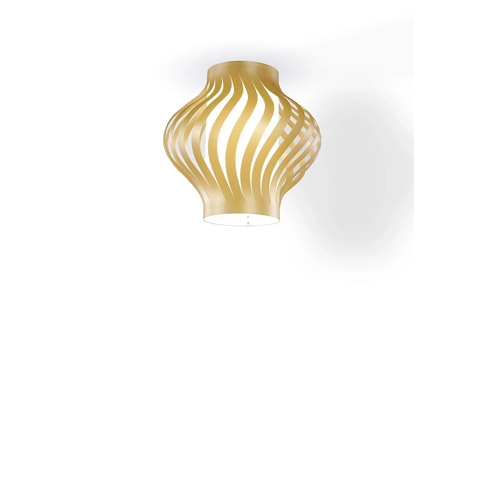 Plafoniera Moderna 1 Luce Helios In Polilux Oro H39 Made In Italy