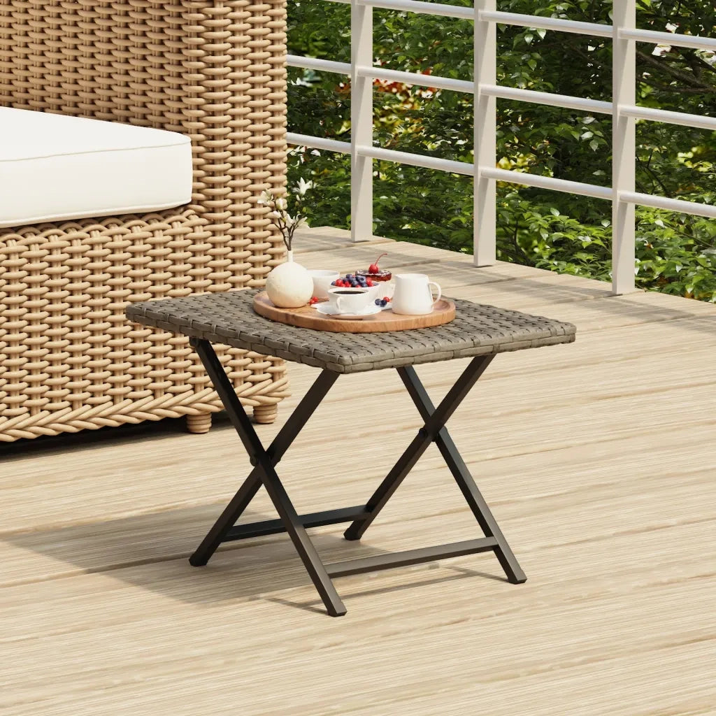 Tavolino da Giardino | Tavolo Pieghevole Grigio 45x35x32 cm in Polyrattan