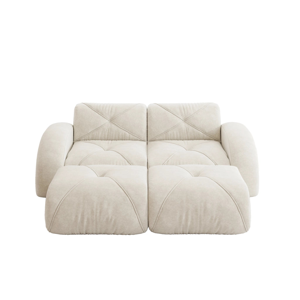 Divano 2 Posti Modulare con Poggiapiedi ¨C MINIMAL ¨C Bianco, Senza Montaggio
