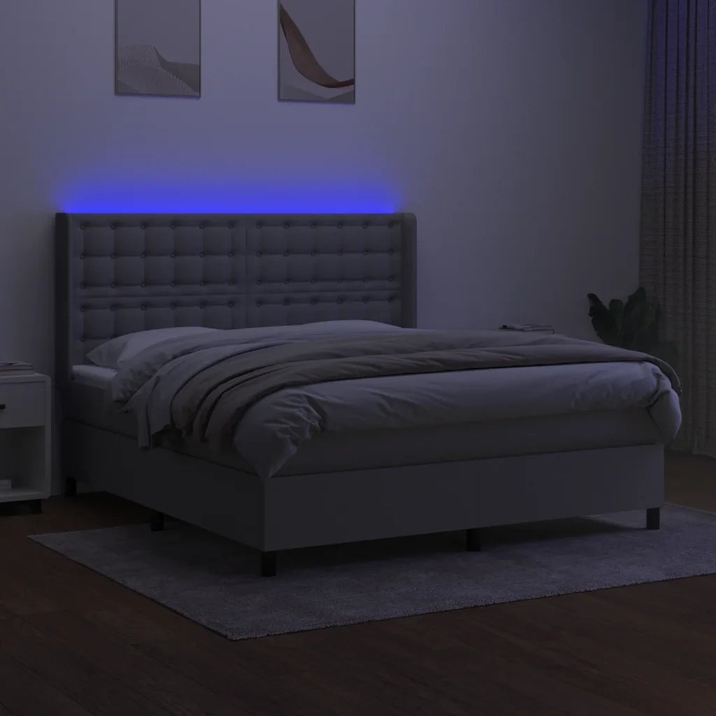 Letto a Molle Materasso e LED Grigio Chiaro 180x200 cm Tessuto cod mxl 46966