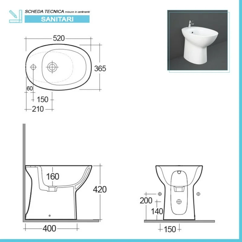 Sanitari tradizionali monoblocco Rimless Morning con scarico a terra