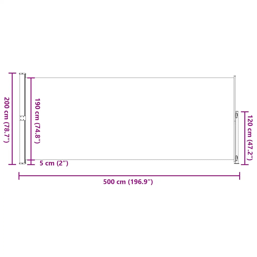 Tenda Laterale Retrattile per Patio 200x514 cm Grigia 313419