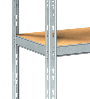 Scaffale in Metallo ad Incastro 4 Ripiani in Legno 80x30x180 cm Pokerino Zincato