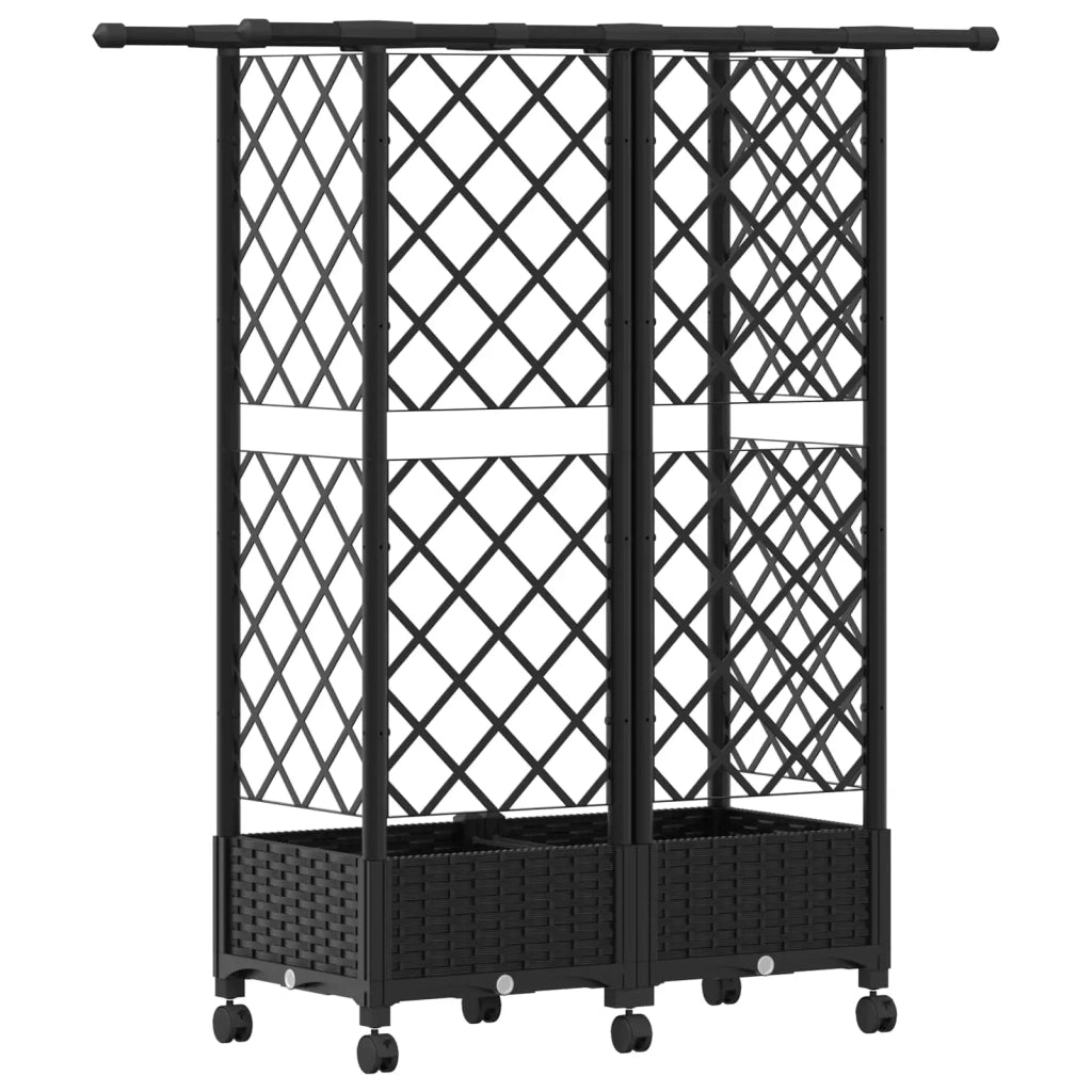 Letto Rialzato con Griglia e Tetto Nero 124 x 40 x 127 cm PP 3423034