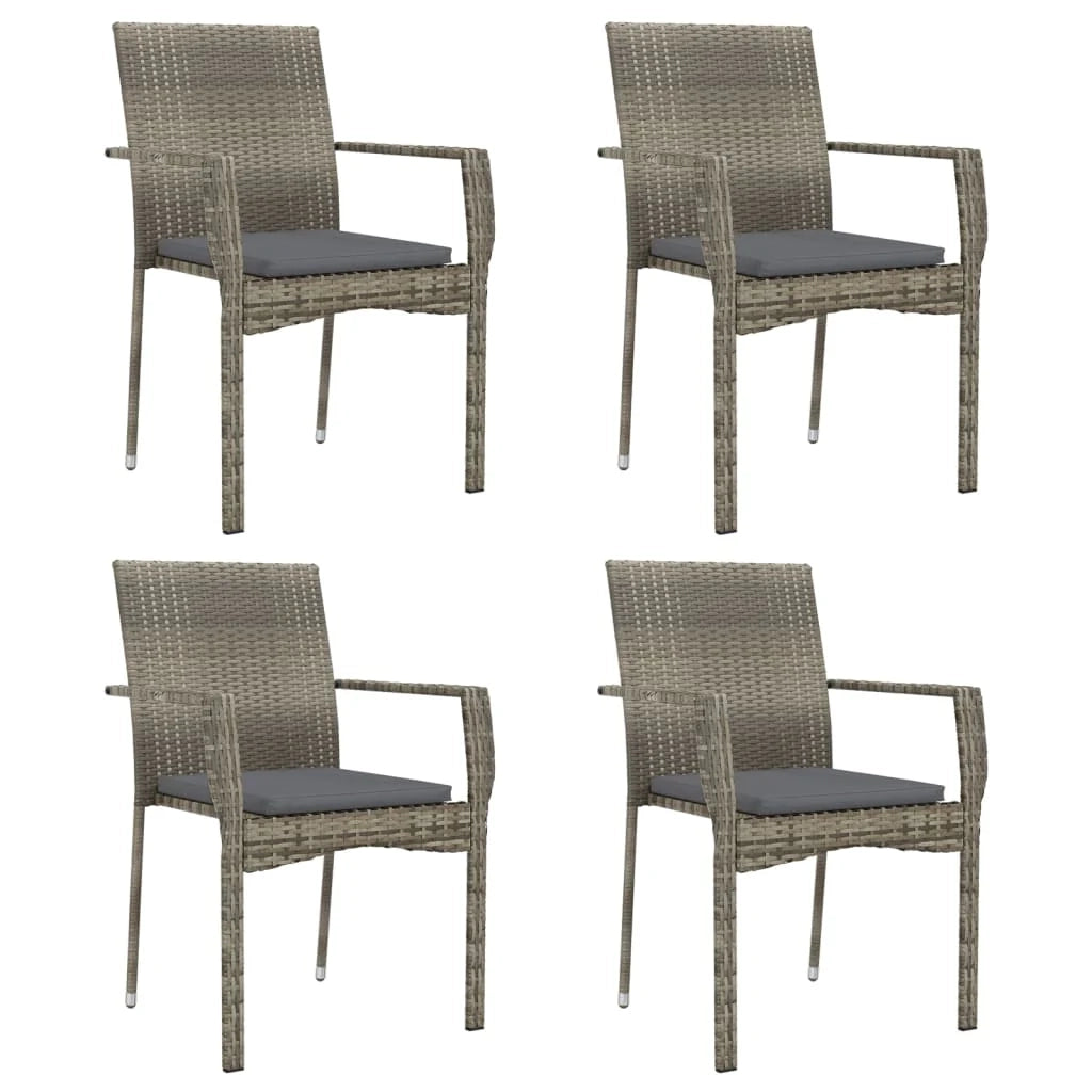Set da pranzo da giardino nero e grigio da 5 pezzi con cuscini 02_0014858
