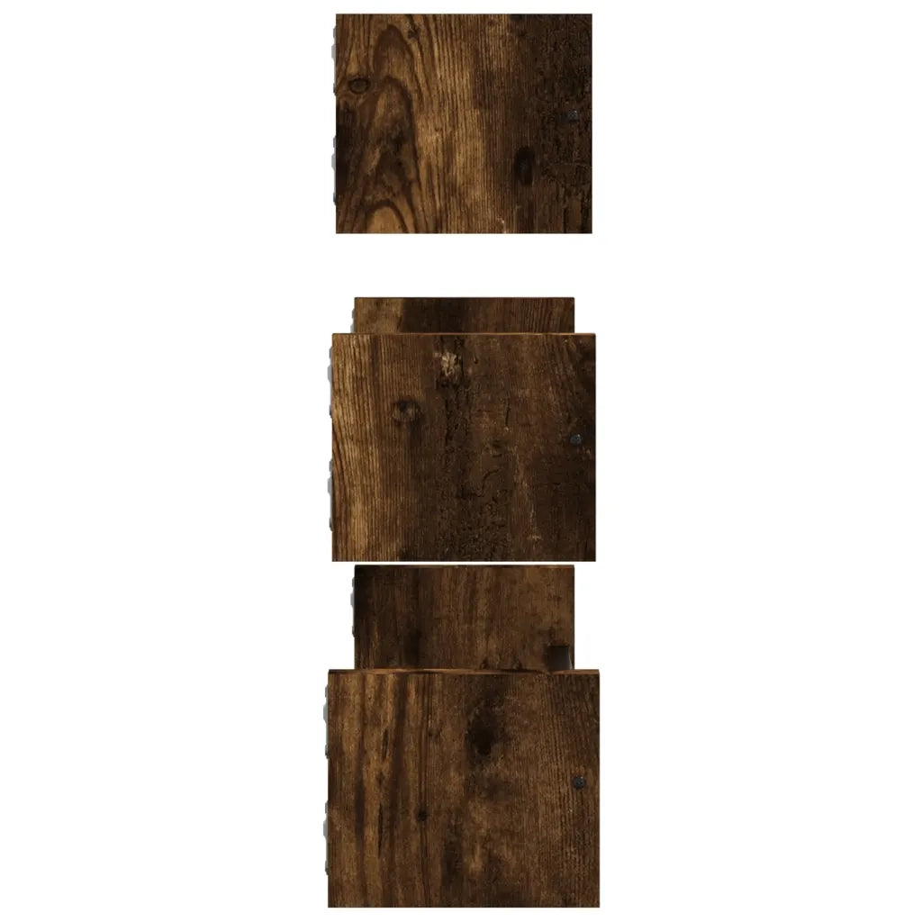 3 pz Set Mensole Parete | Mensola sospesa con Aste Rovere Fumo Legno Multistrato