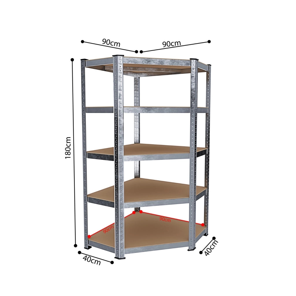 Sistema Di 3 Scaffali In Metallo E MDF Con 1 Scaffale Angolare E 2 Scaffali Alta Portata Per Magazzino 15 Ripiani Regolabili Ideale Per Officina Garage Cantina Capannone Design Modulare 2625 Kg