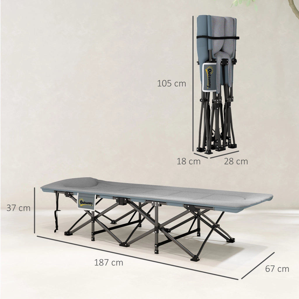 Letto pieghevole con materasso e cuscino ¨C zephmum ¨C grigio 187x67x37 cm