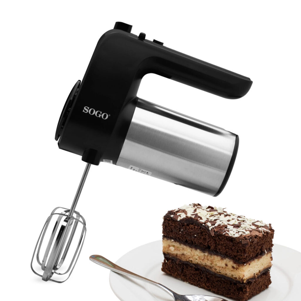 Sbattitore elettrico da cucina con 6 velocità e turbo, 2 fruste acciaio inox e ganci impasto 400W - SOGO