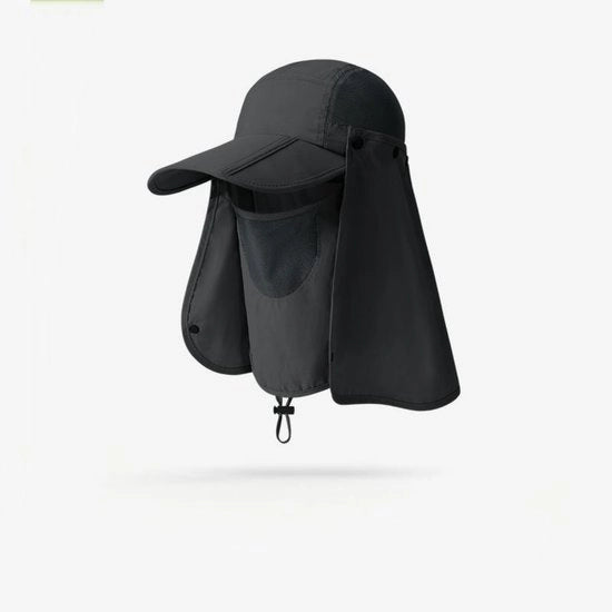 Cappello da pesca - Con protezione facciale e collo - Protezione UPF 50+ contro il sole - Protezione solare estiva - Cappello da pesca traspirante per uso all'aperto per uomini e donne - Cappello alto rimovibile con grande ala