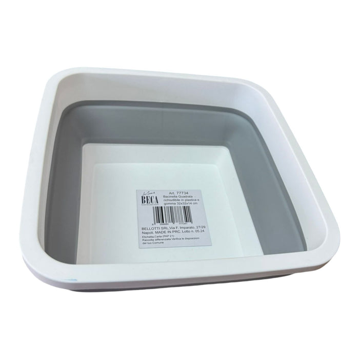 BACINELLA PIEGHEVOLE MULTIFUNZIONE 32x32x14cm GRIGIO E BIANCO