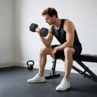 Manubrio Esagonale da 20kg in Acciaio e Gomma per Workout in Palestra, Casa e Ufficio, Nero