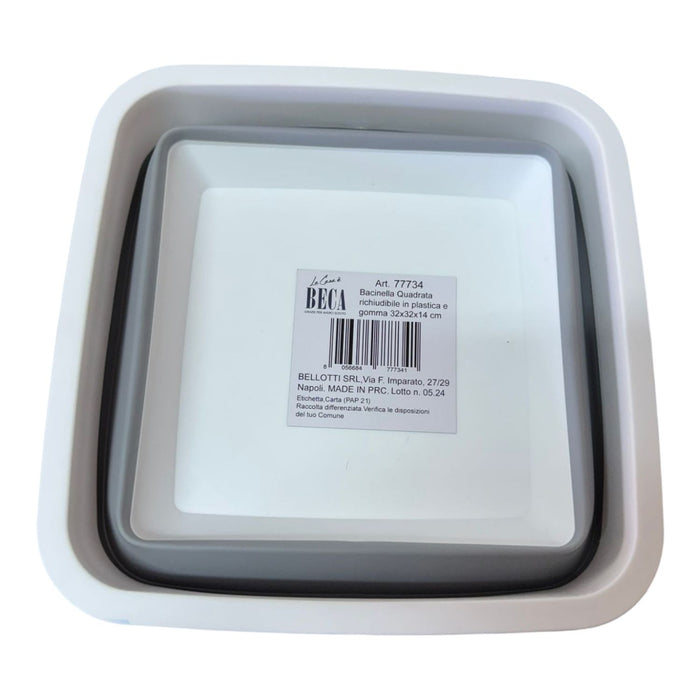 BACINELLA PIEGHEVOLE MULTIFUNZIONE 32x32x14cm GRIGIO E BIANCO