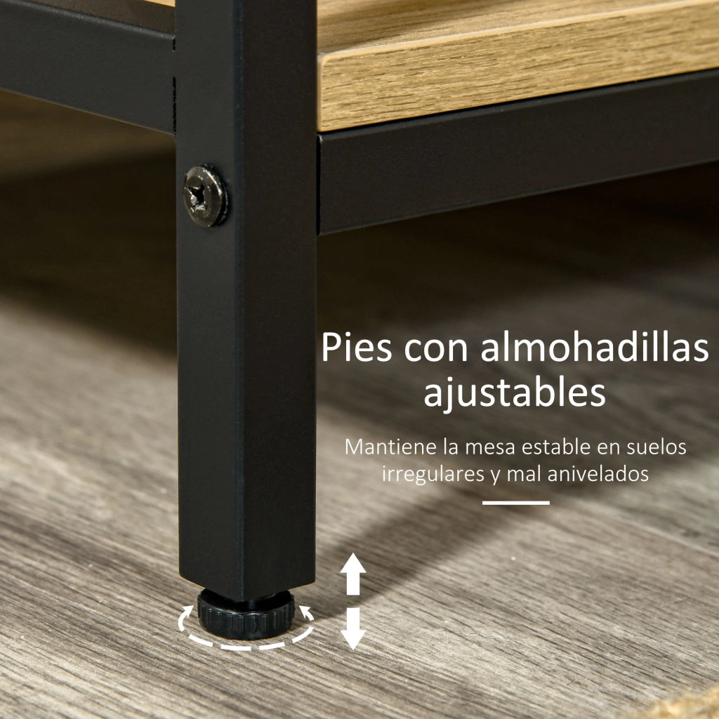 Tavolo da ingresso con 2 cassetti e 2 ripiani ¨C Zephmum ¨C 100x35x79 cm effetto rovere