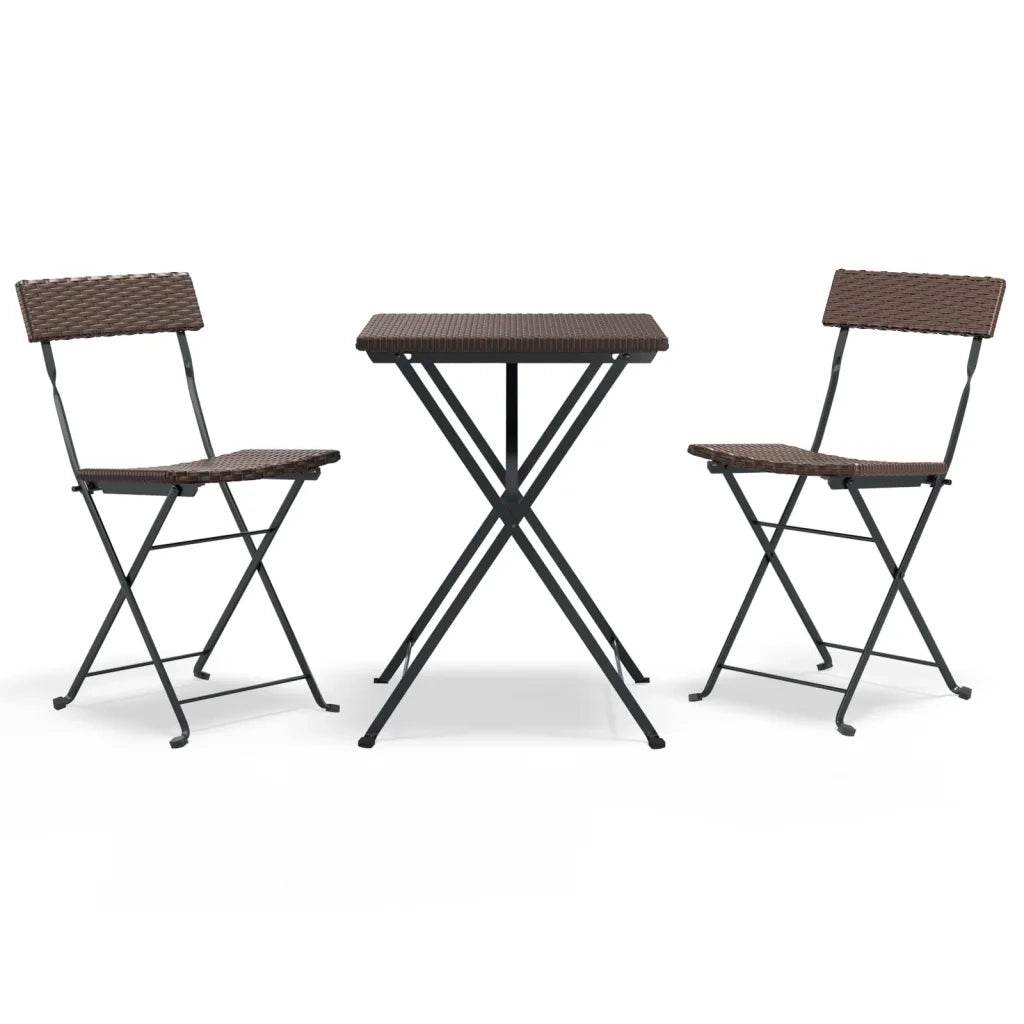 Set Pieghevole da BistrÃ² 3 pz Marrone in Polyrattancod mxl 79148